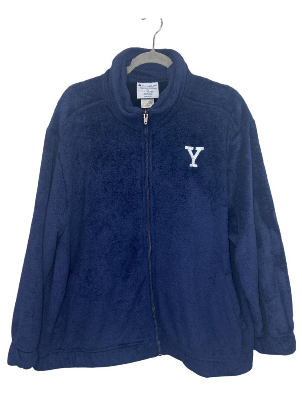 Champion Yale Full Zip Sherpa Fleece Jacket Men's XL Navy Blue Collegiate